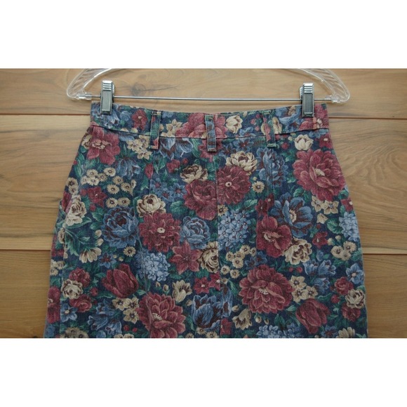 Vintage Vivalai Jeanswear Skirt Womens 10 Floral Cotton Denim Pencil USA 90s - Picture 5 of 11